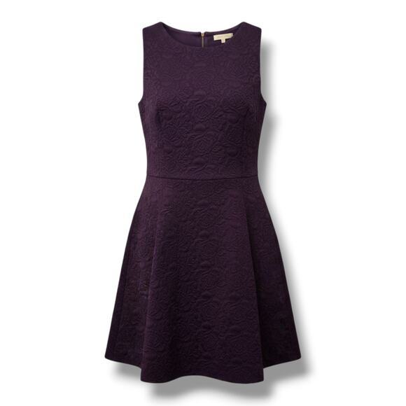 Eliza J Purple Textured Fit & Flare Dress Women’s Size 14 Sleeveless Zip-Back - Picture 1 of 7